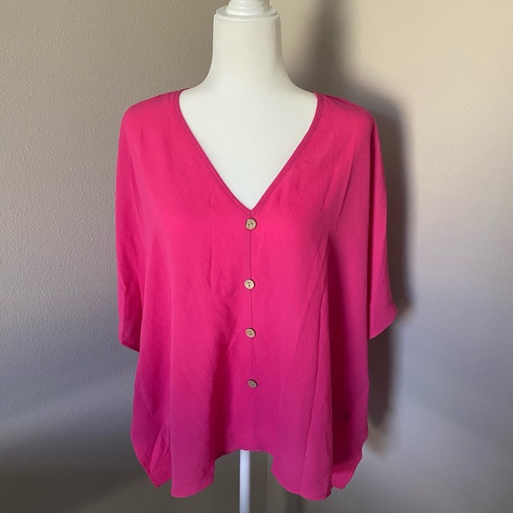 HOT PINK BATWING SLEEVE TOP - Picture 2 of 6